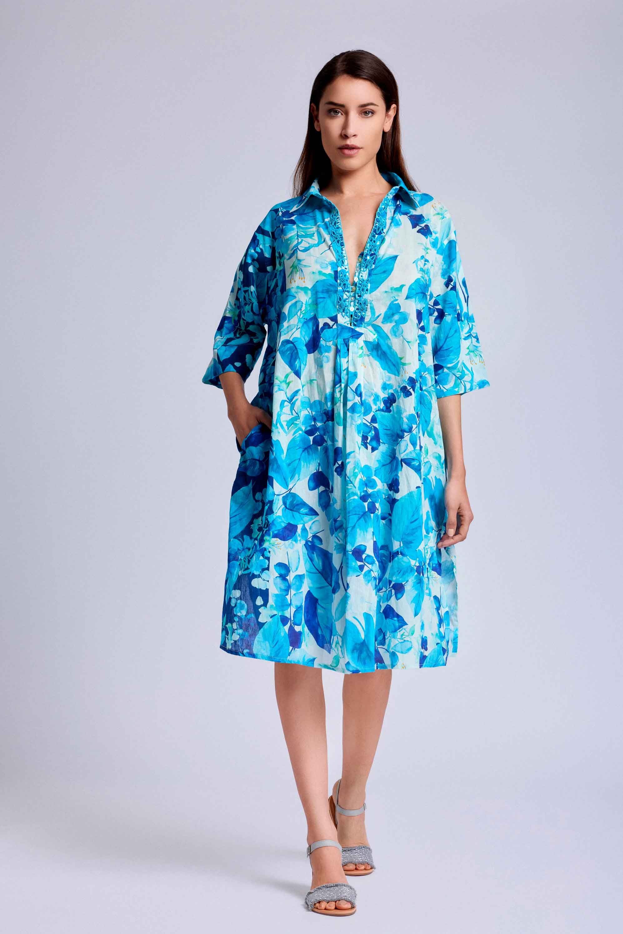 ABITO CAMICIA FIORI TURCHESI - Image 2