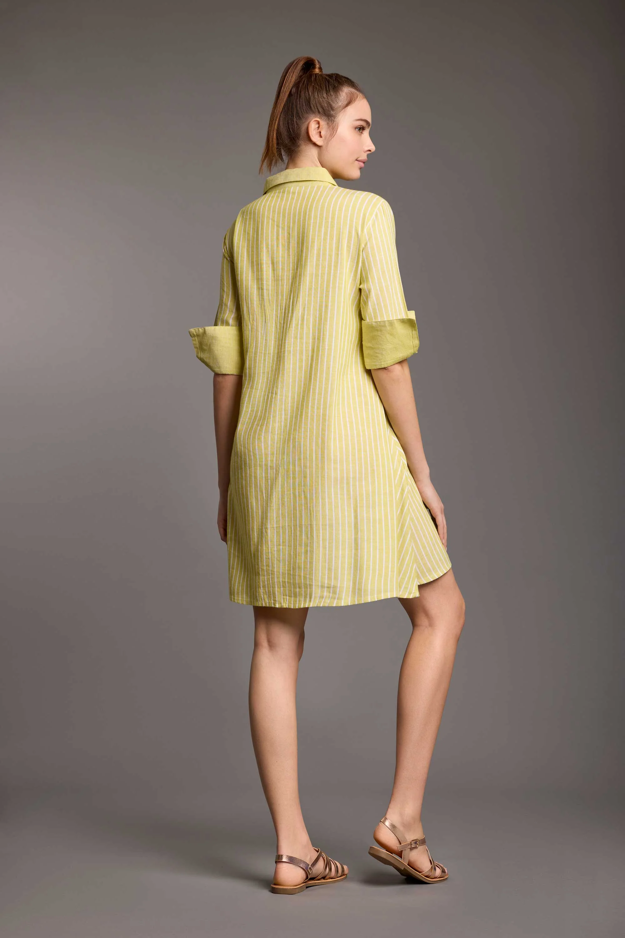 ABITO CAMICIA IN MISTO LINO GESSATO NIVES - Image 3