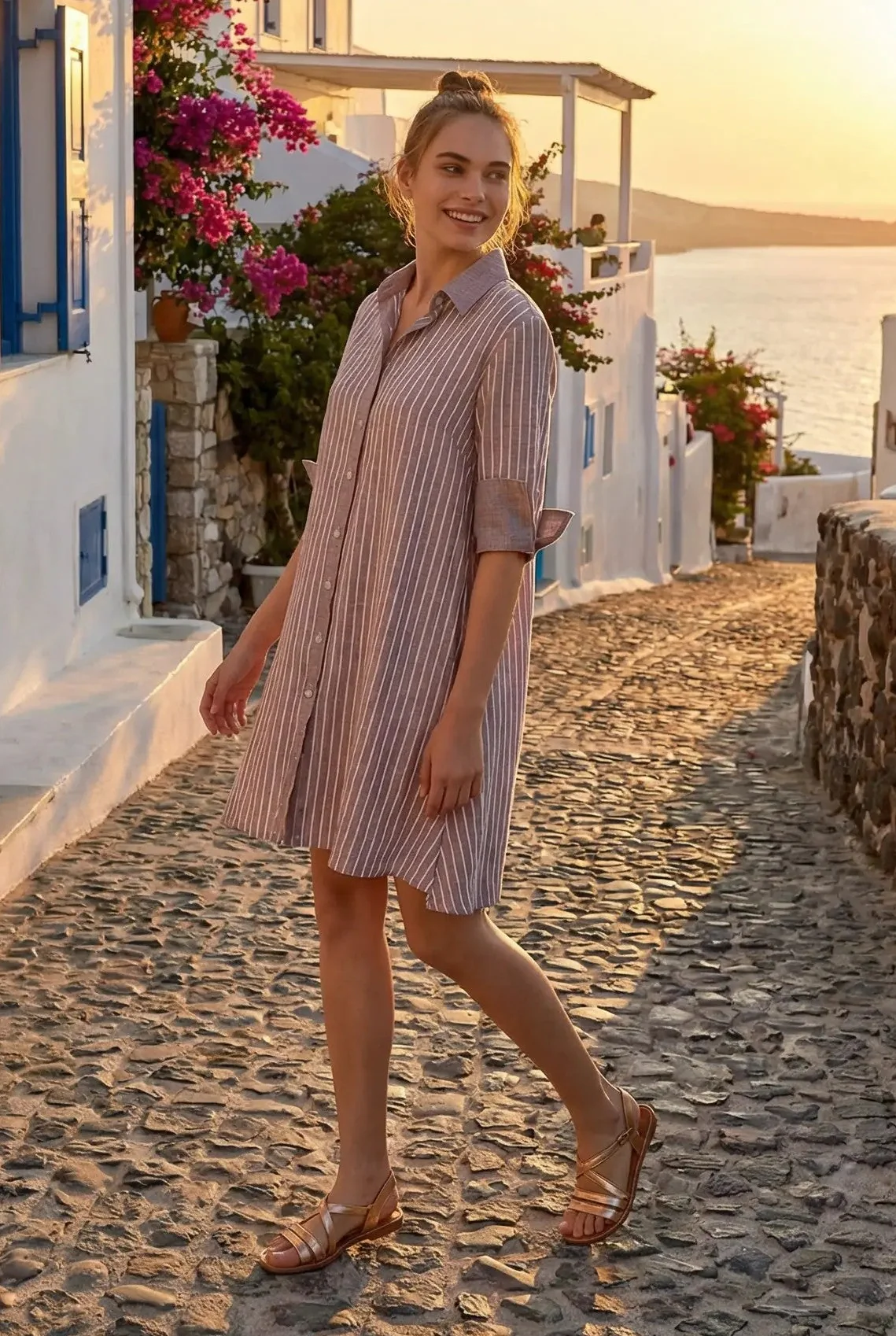 ABITO CAMICIA IN MISTO LINO GESSATO NIVES - Image 4