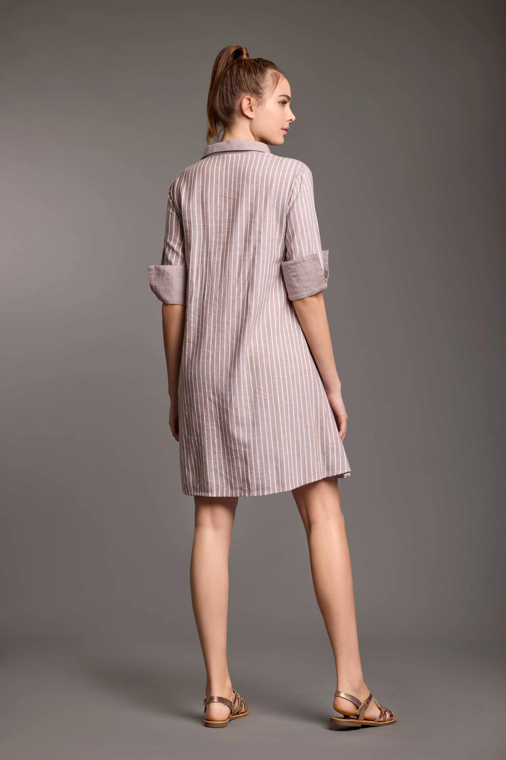 ABITO CAMICIA IN MISTO LINO GESSATO NIVES - Image 6
