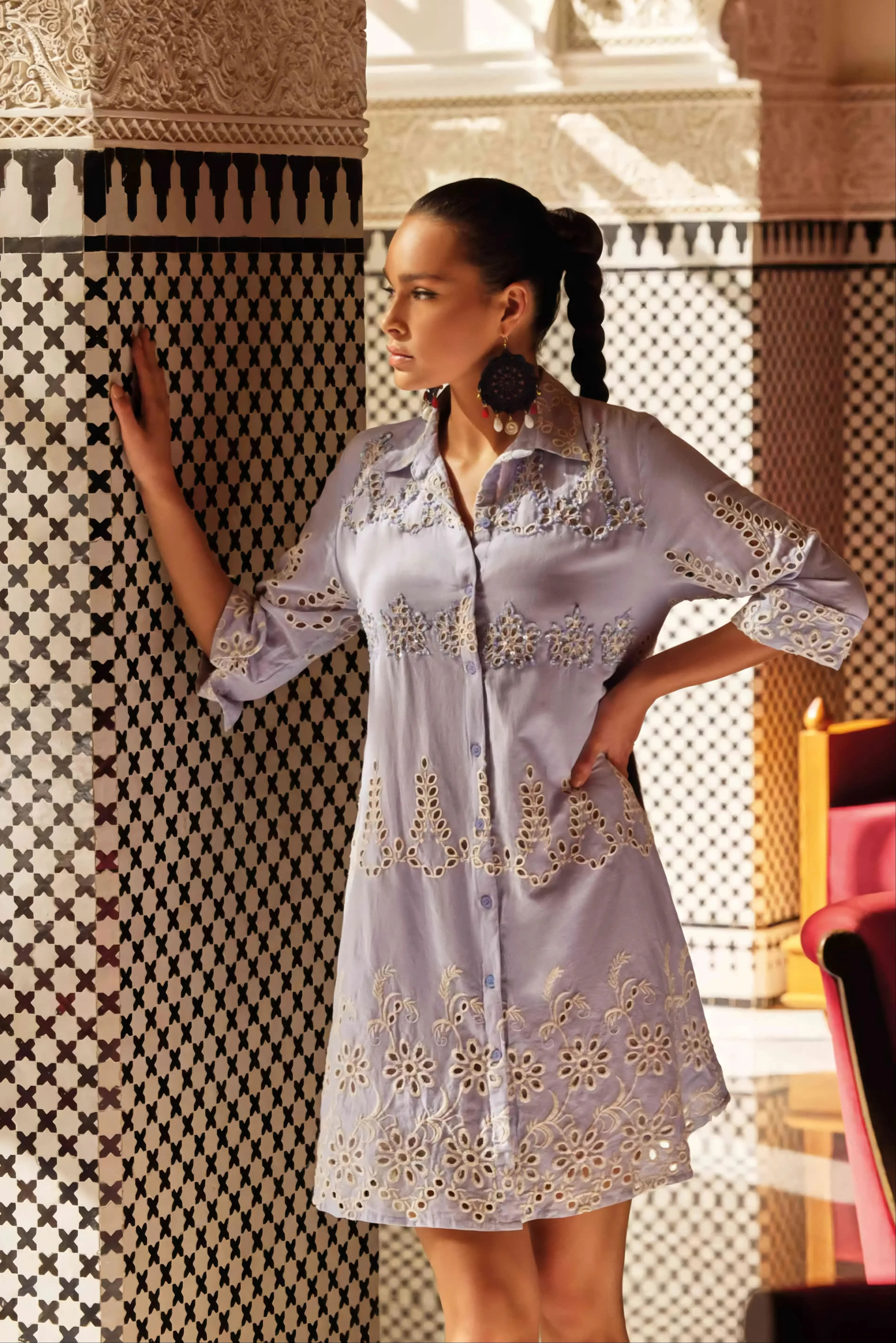 ABITO CAMICIA IN PIZZO SANGALLO PREGIATO