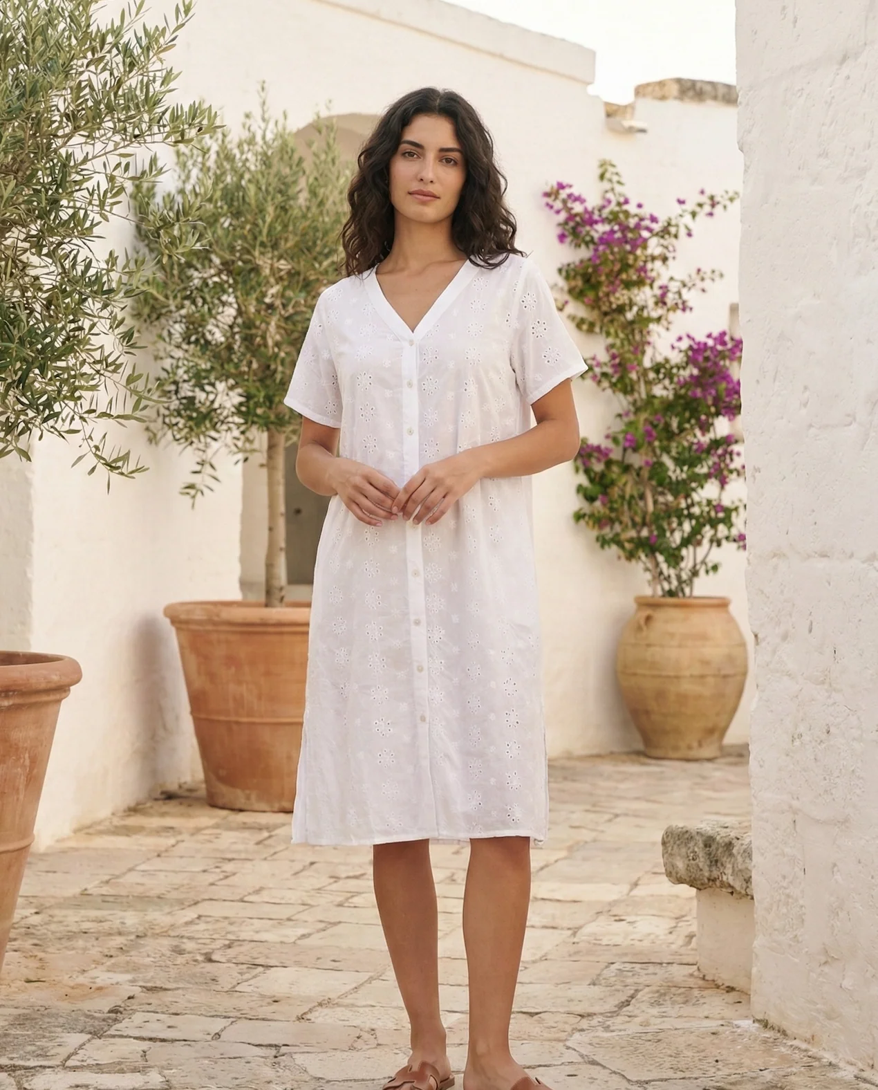 ABITO CAMICIA MIDI IN PIZZO SANGALLO