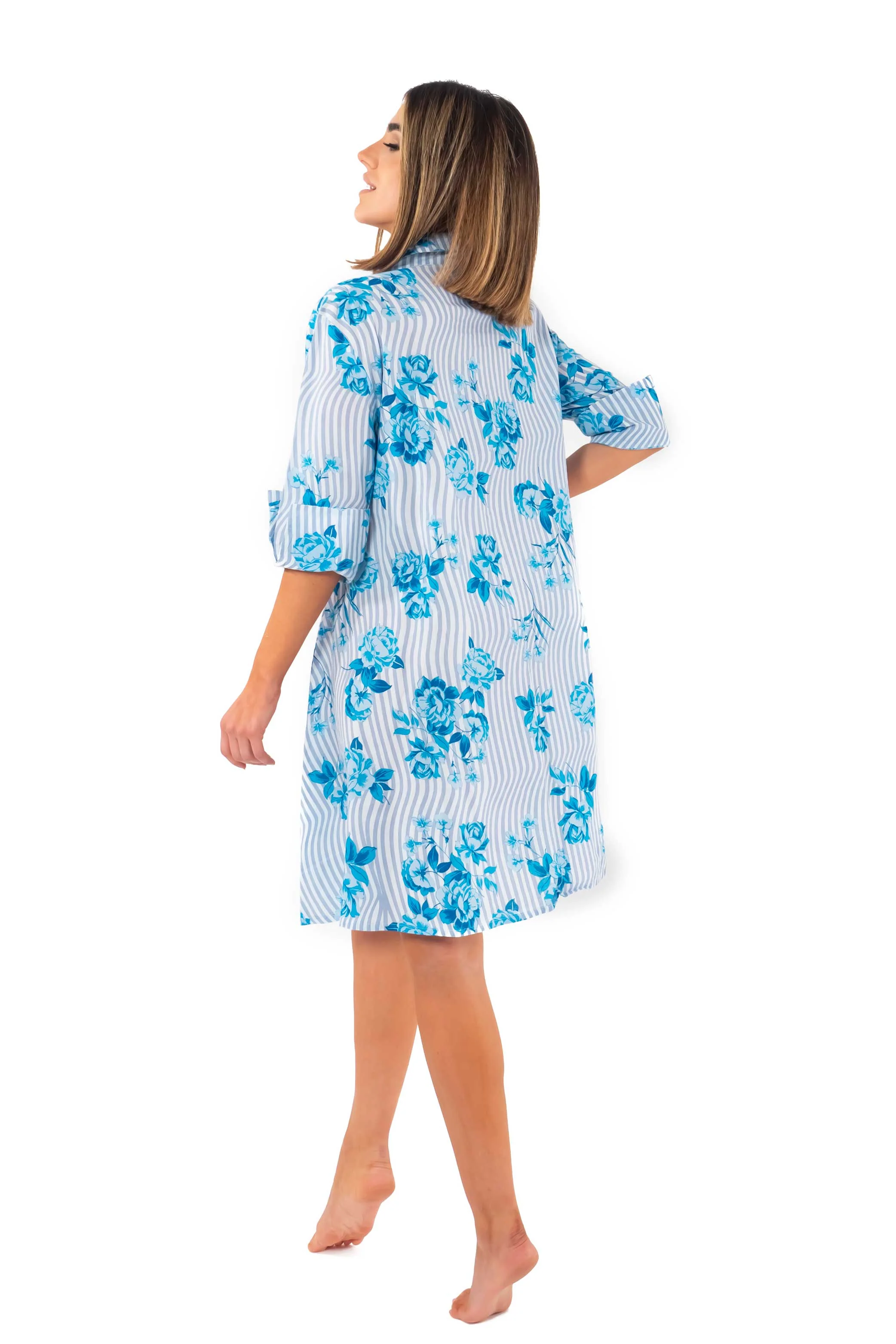 ABITO CAMICIA RIGHE E FIORI - Image 2