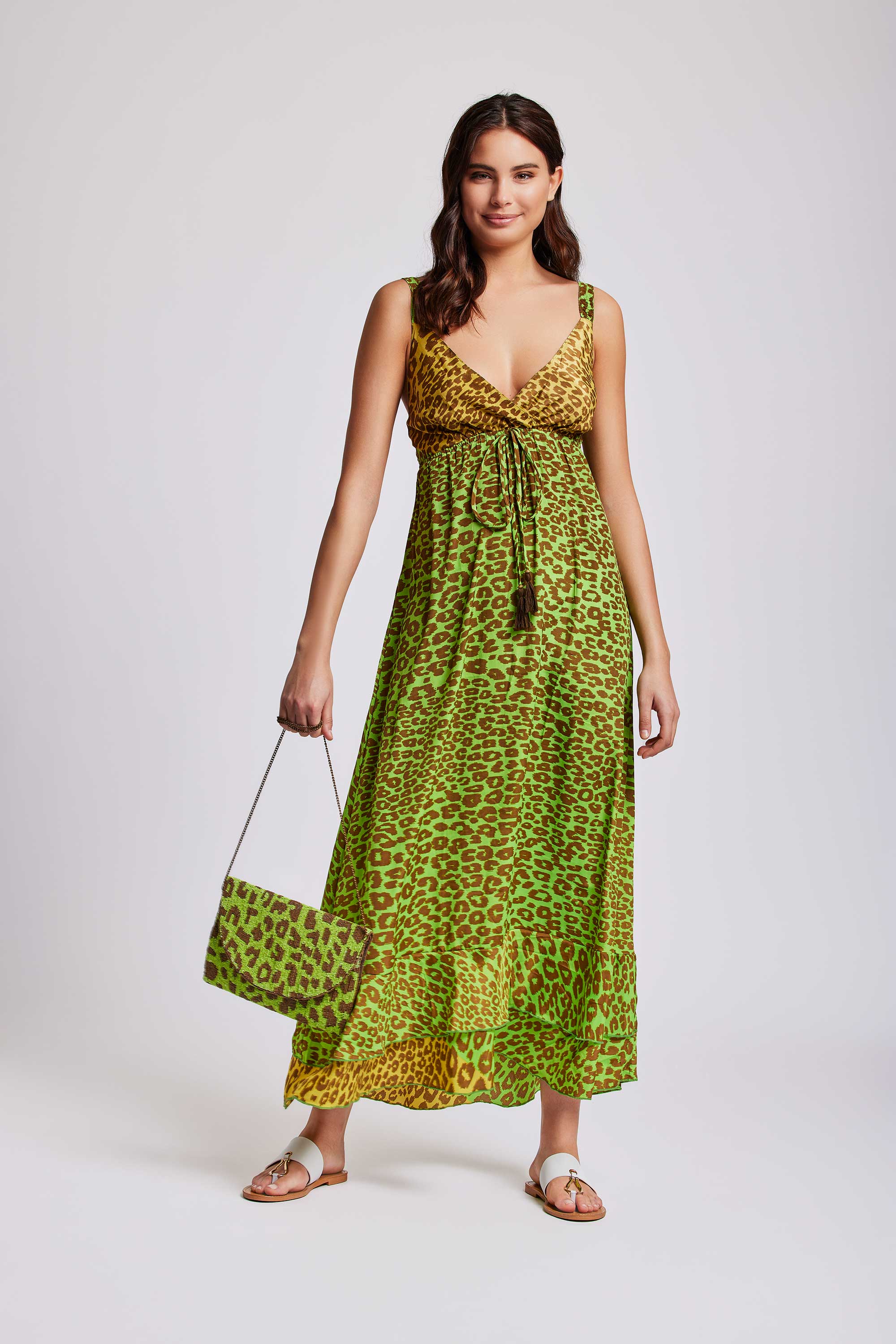 ABITO LUNGO VERDE ANIMALIER - Image 3