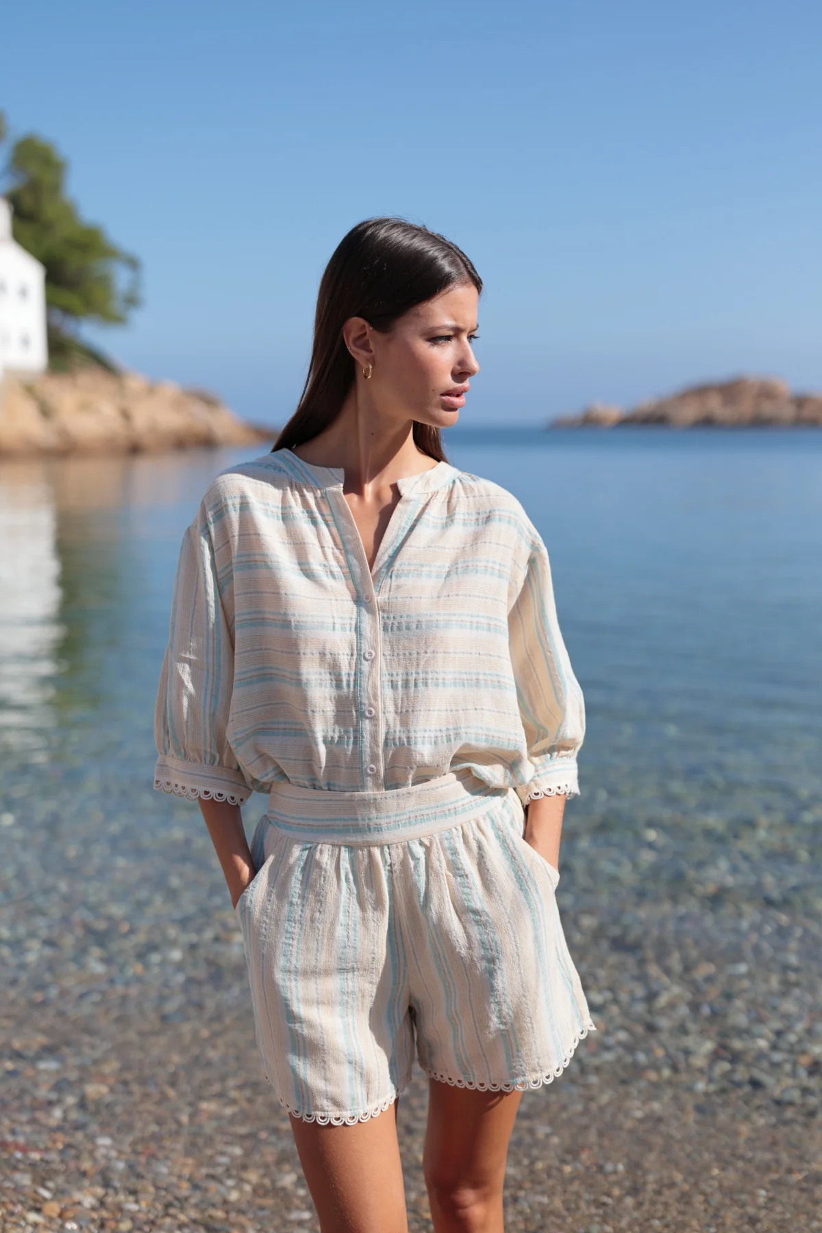 BLUSA A RIGHE CON MERLETTI - Image 3