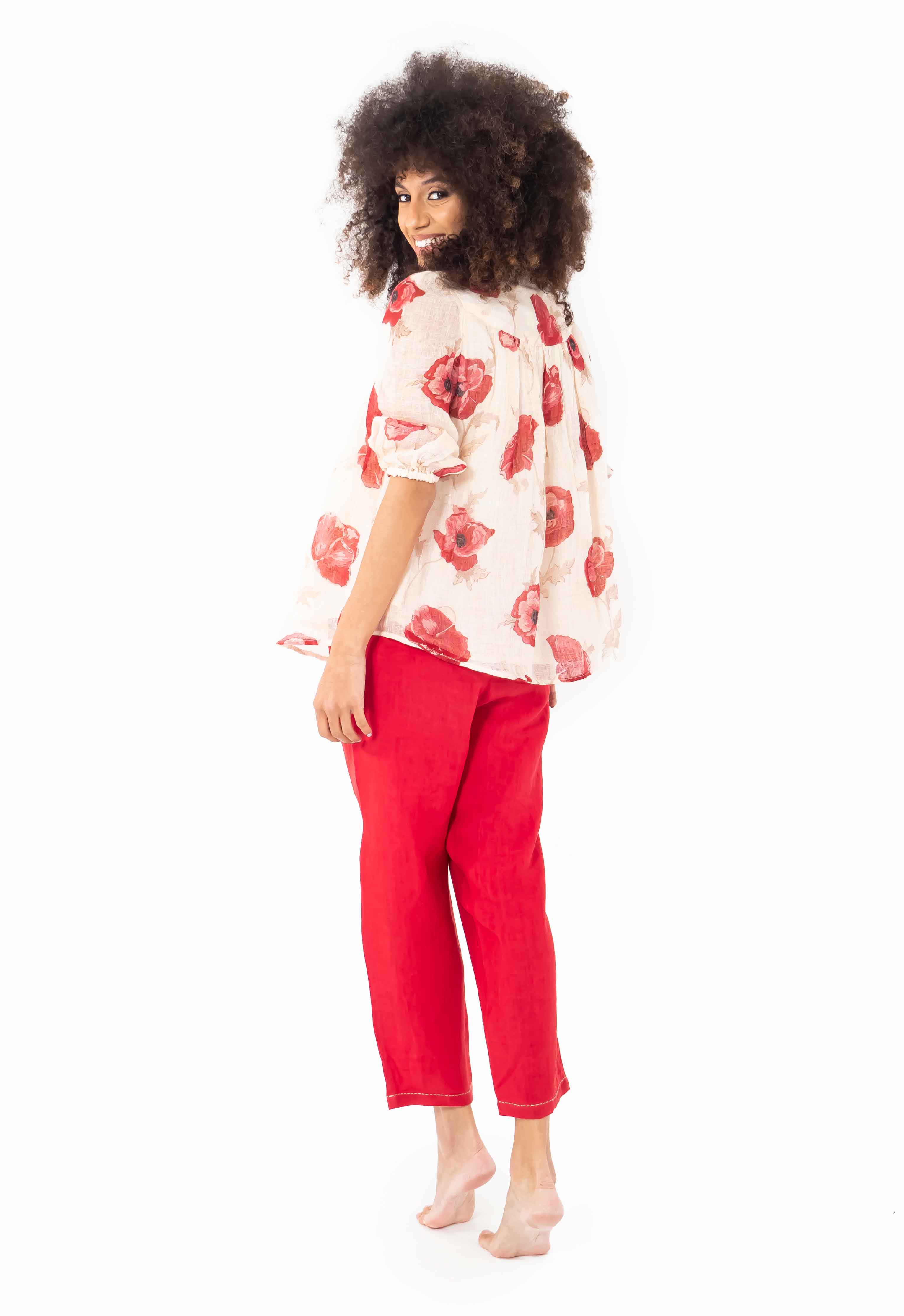 BLUSA FIORI PURO LINO - Image 3