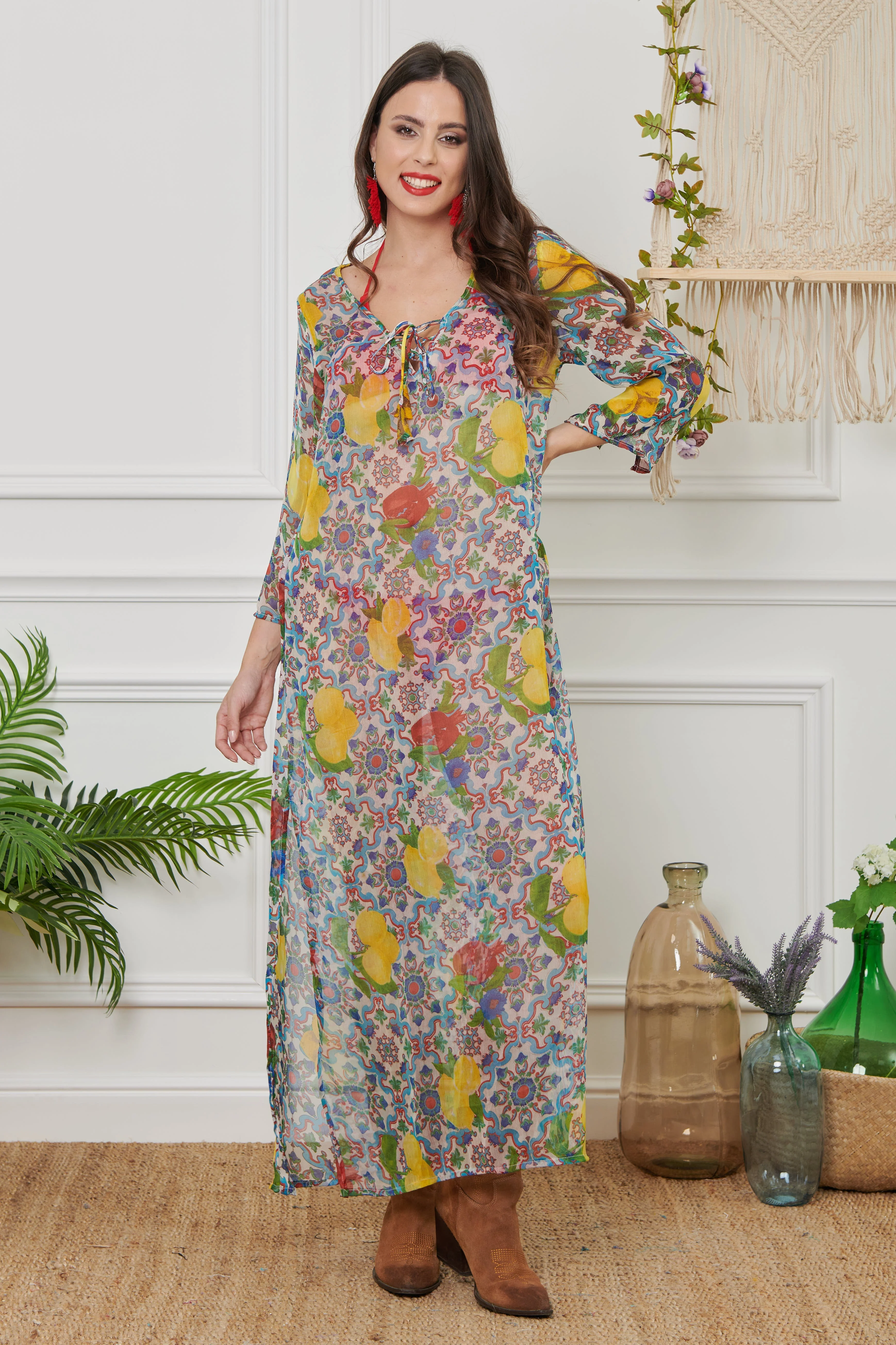 CAFTANO LUNGO IN CHIFFON - Image 9