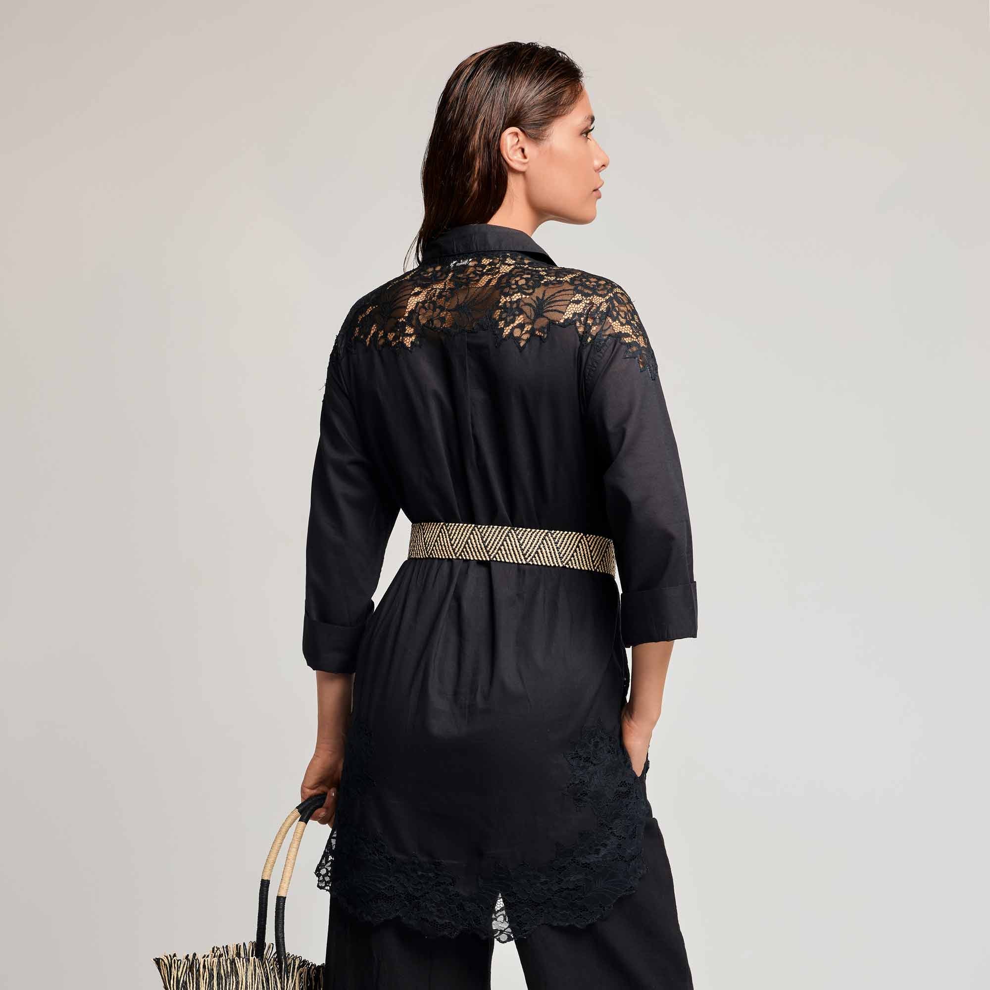 CAMICIA CON INSERTI IN PIZZO PREGIATO - Image 11