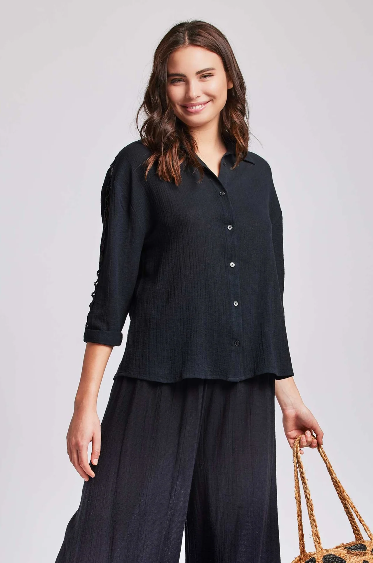 CAMICIA CON MERLETTO INTARSIATO - Image 7