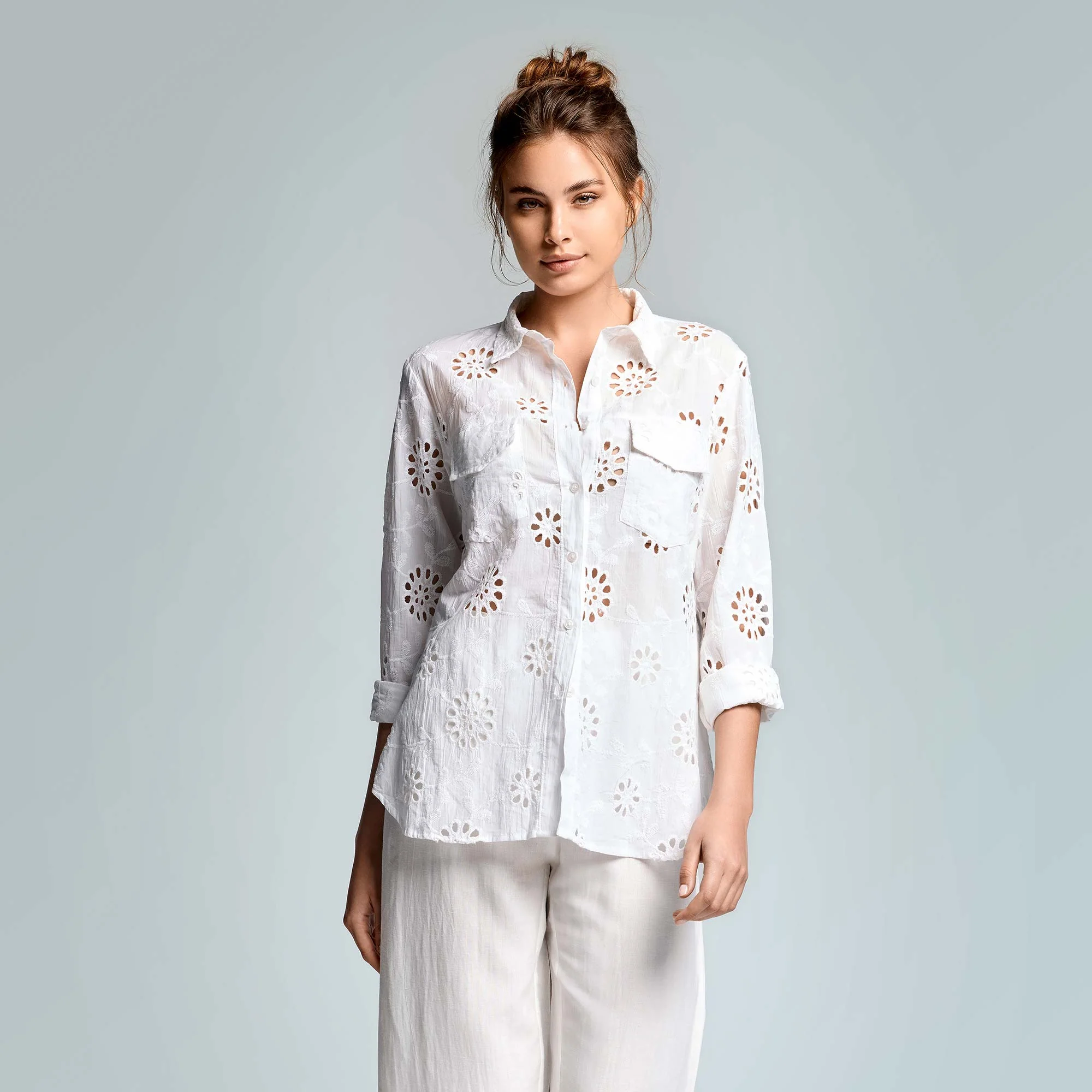 CAMICIA IN PIZZO PREGIATO VANIA - Image 2