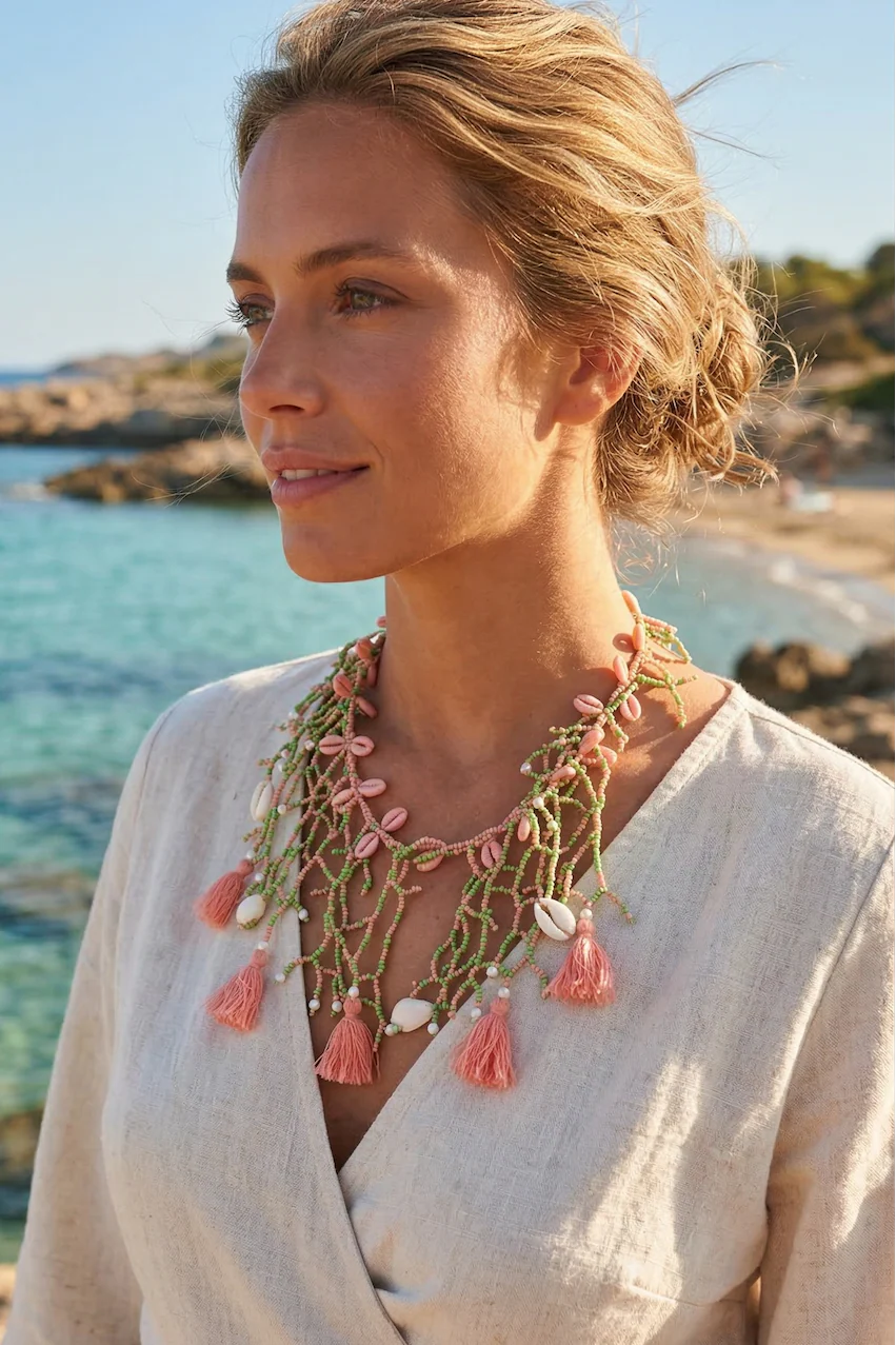 COLLANA MULTIFILI, CONCHIGLIE E NAPPE