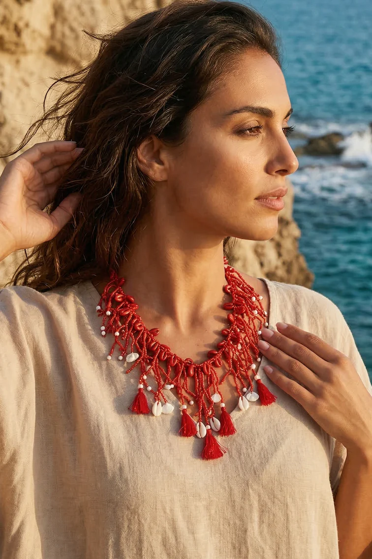 COLLANA MULTIFILI, CONCHIGLIE E NAPPE