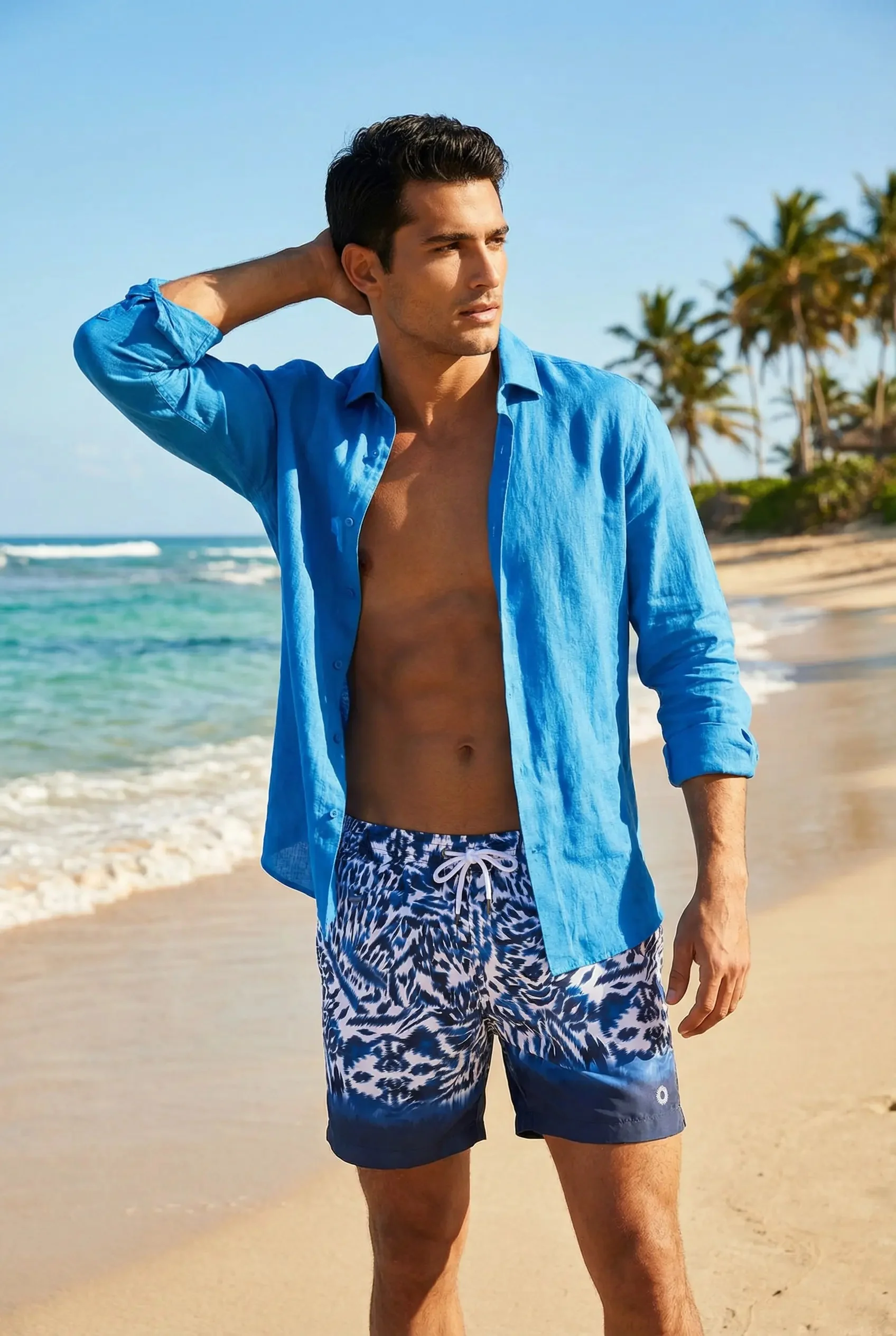 COSTUME BOXER MARE SFUMATURA BLU