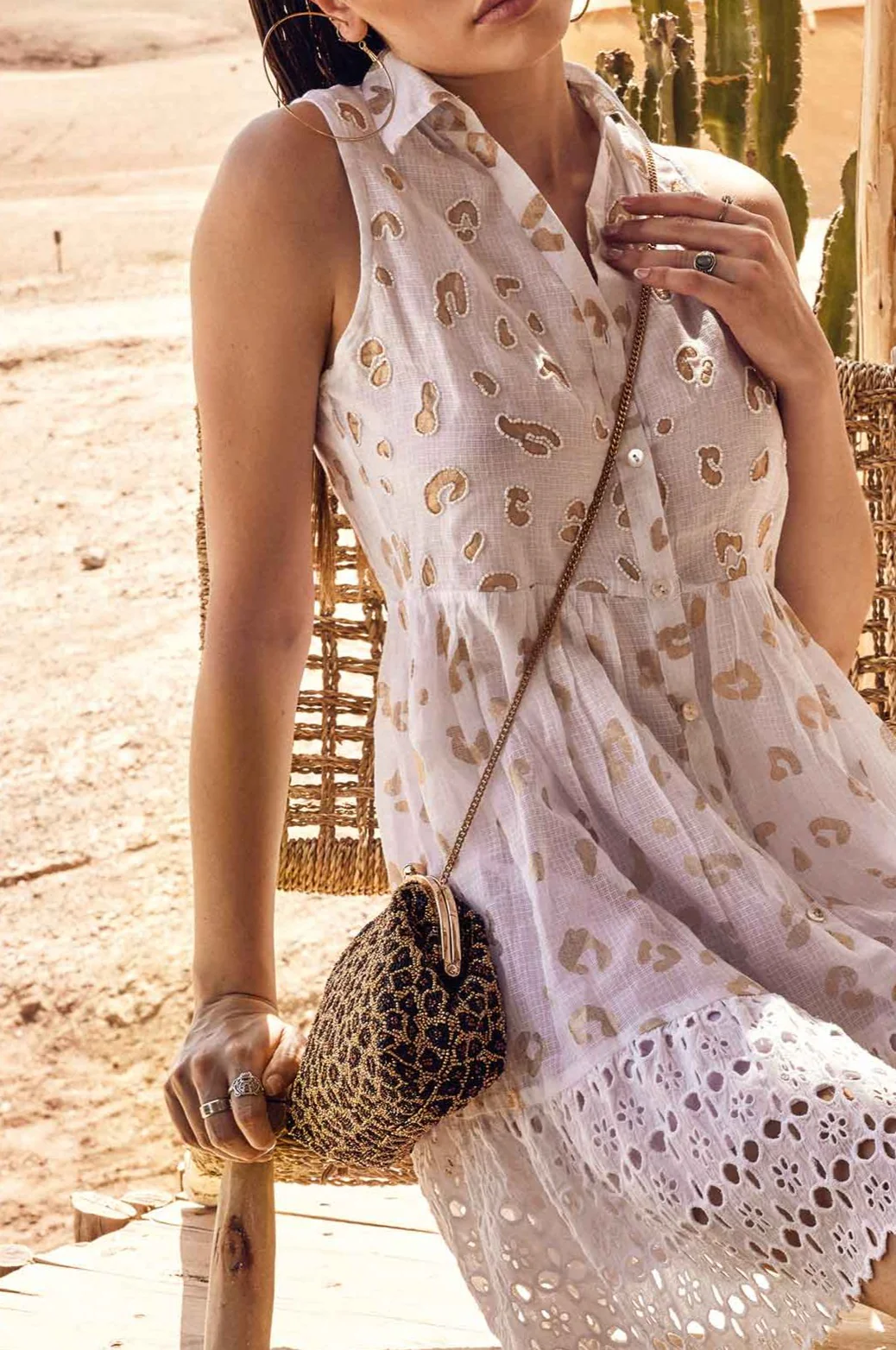 BORSA A SPALLA CON PERLINE LEOPARDO - Image 3