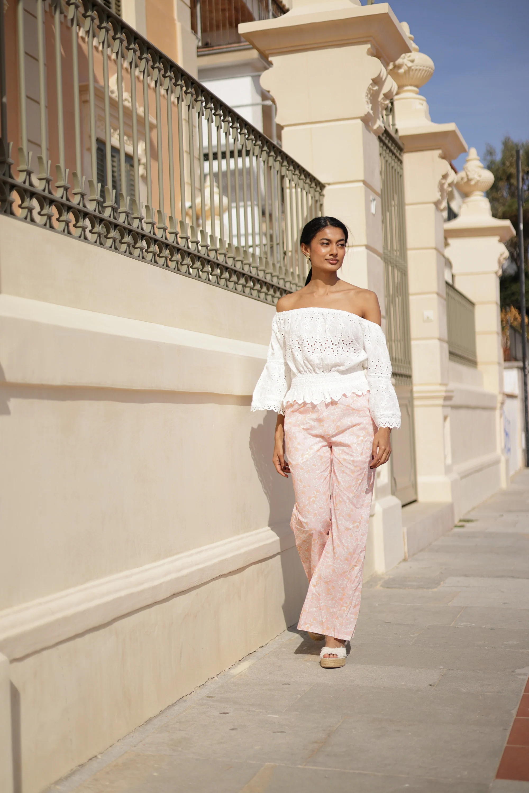 PANTALONE PALAZZO FLOREALE ROSA - Image 2