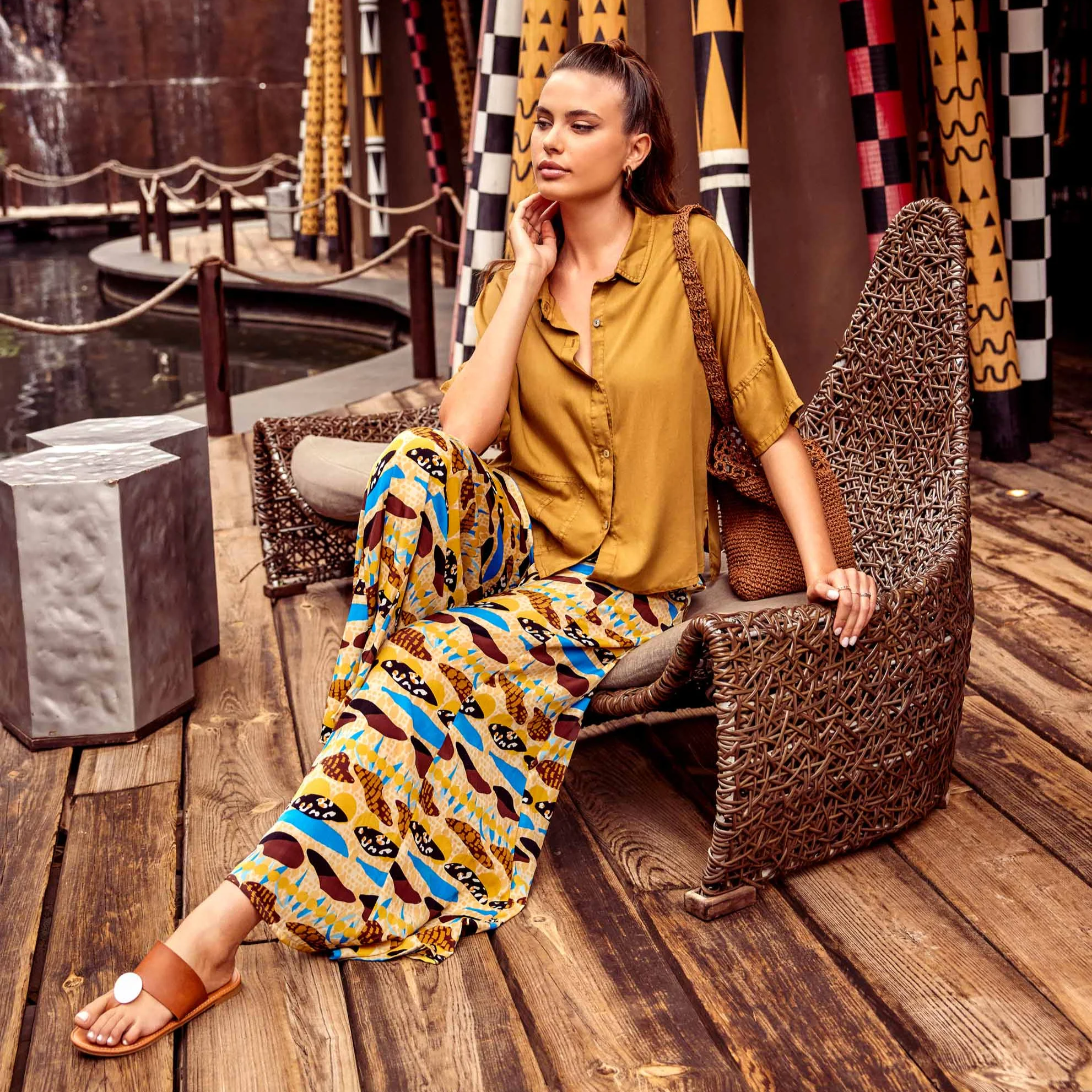 PANTALONI A GAMBA LARGA WENDY