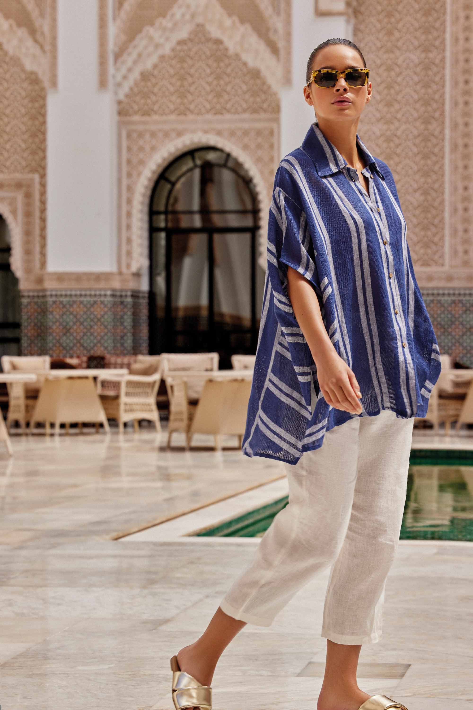 PANTALONI GAMBA DRITTA IN LINO NAOMI