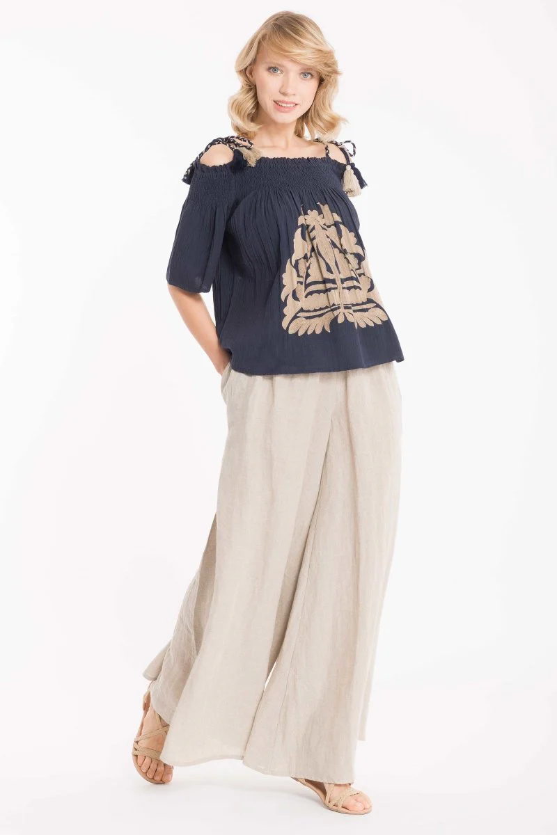 PANTALONI LINO PALAZZO - Image 3