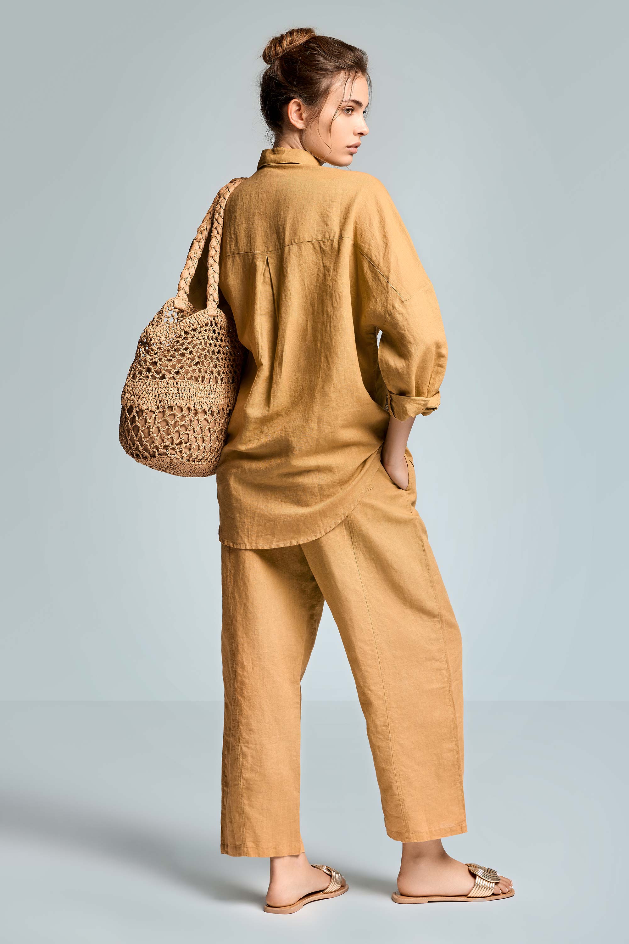 PANTALONI PALAZZO IN MISTO LINO TIZIANA - Image 4
