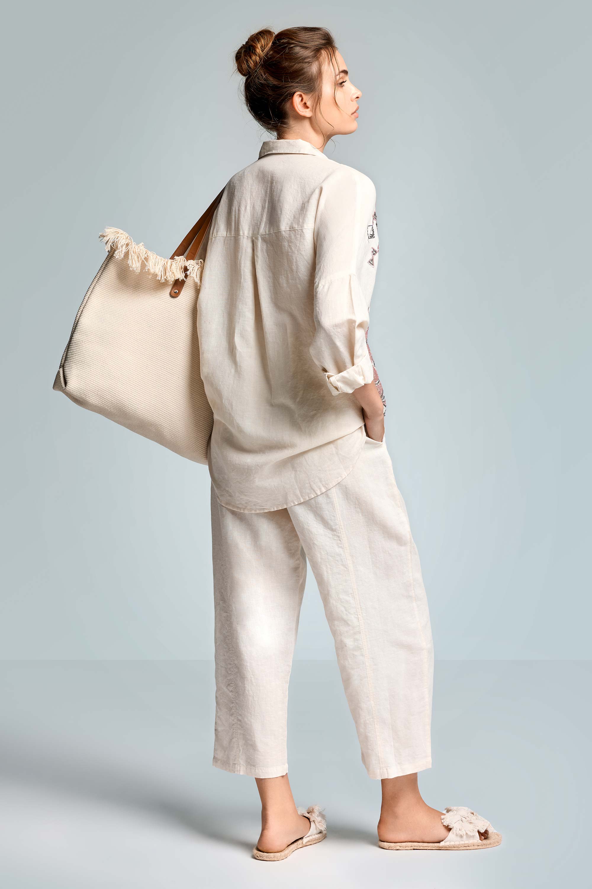 PANTALONI PALAZZO IN MISTO LINO TIZIANA - Image 7