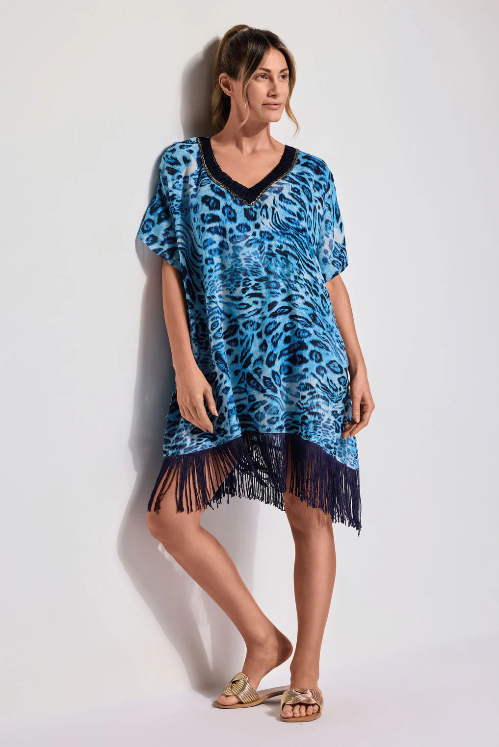 PONCHO ANIMALIER CON FRANGE - Image 3
