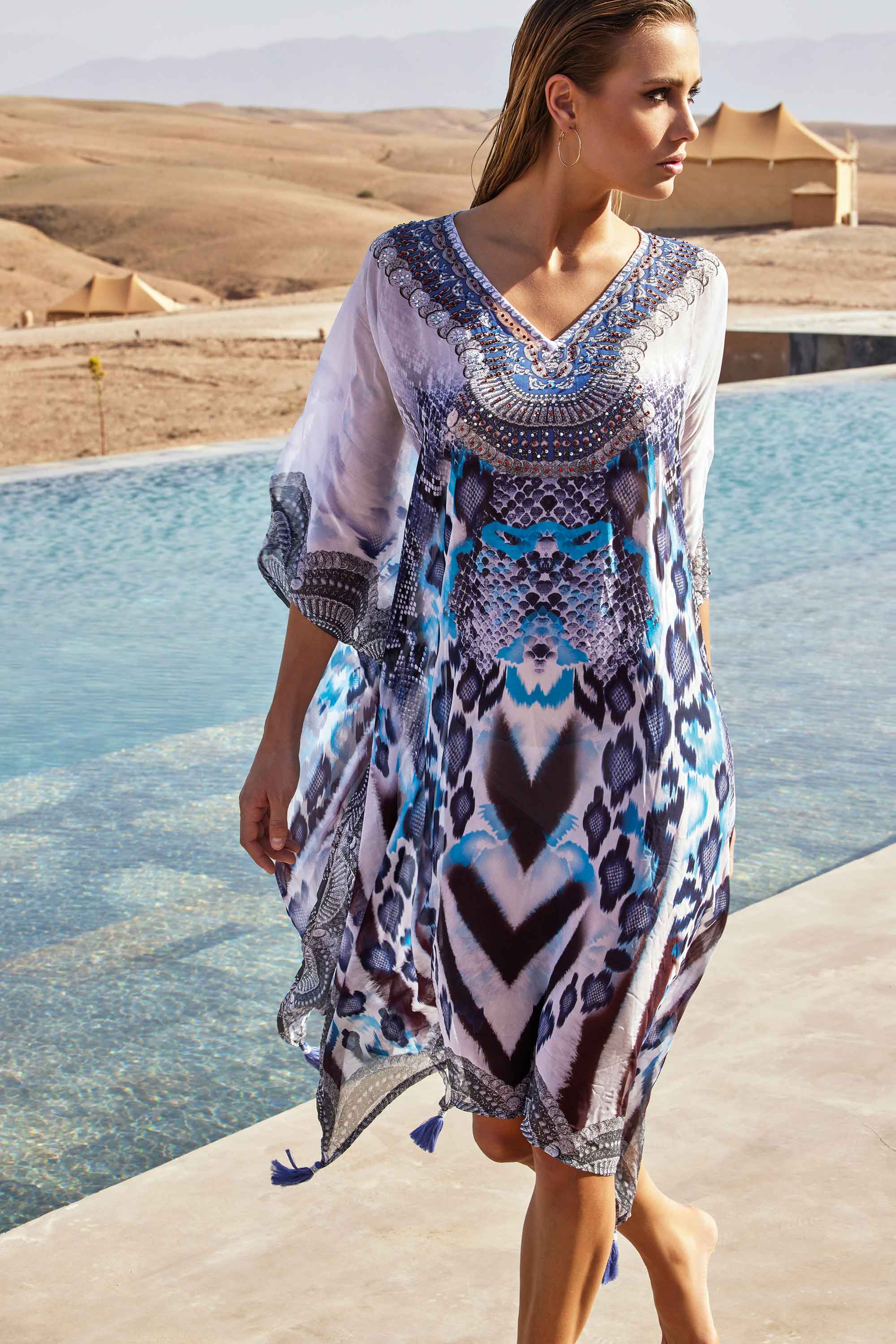 PONCHO EFFETTO PITONATO BLU