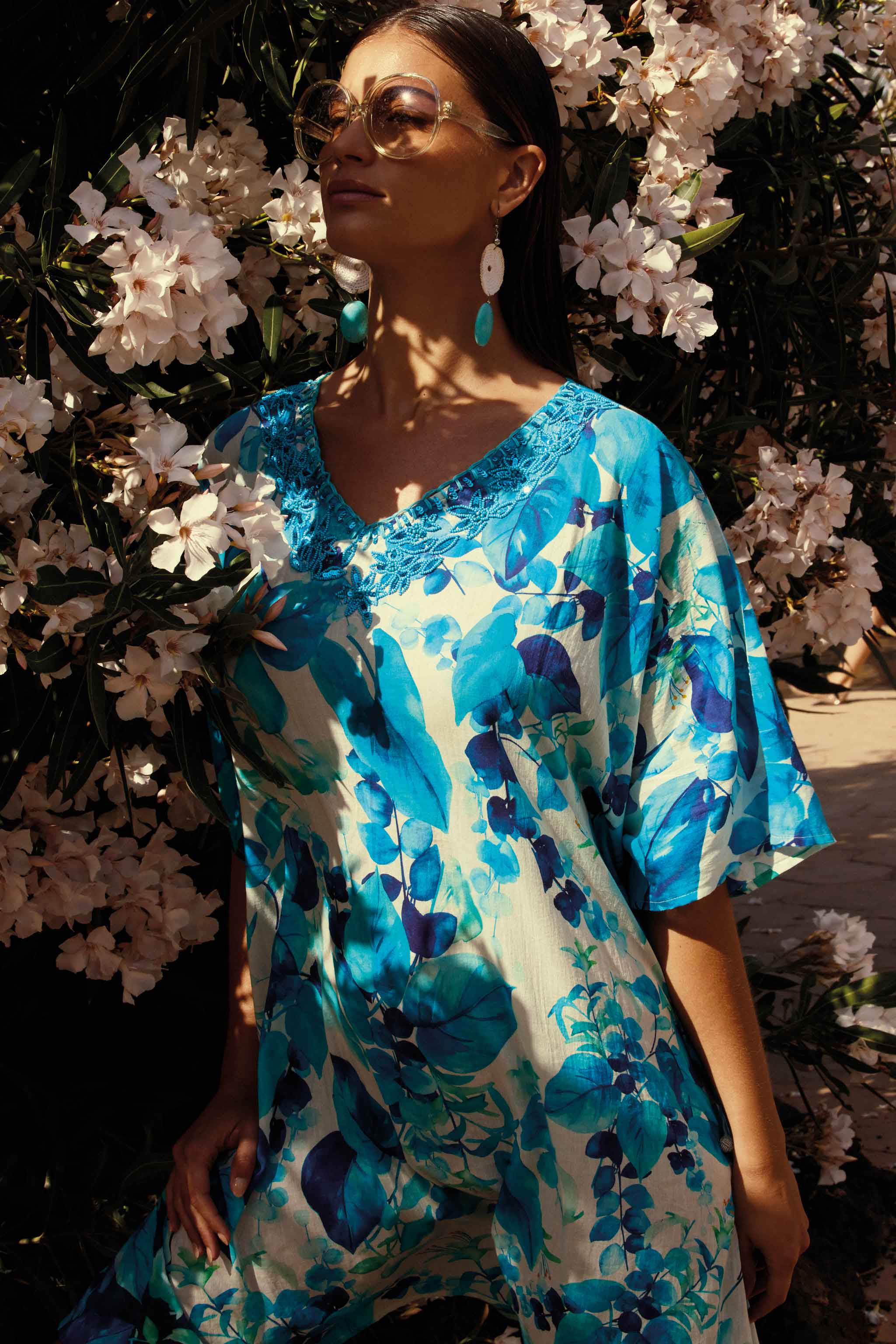 PONCHO FIORI TURCHESI