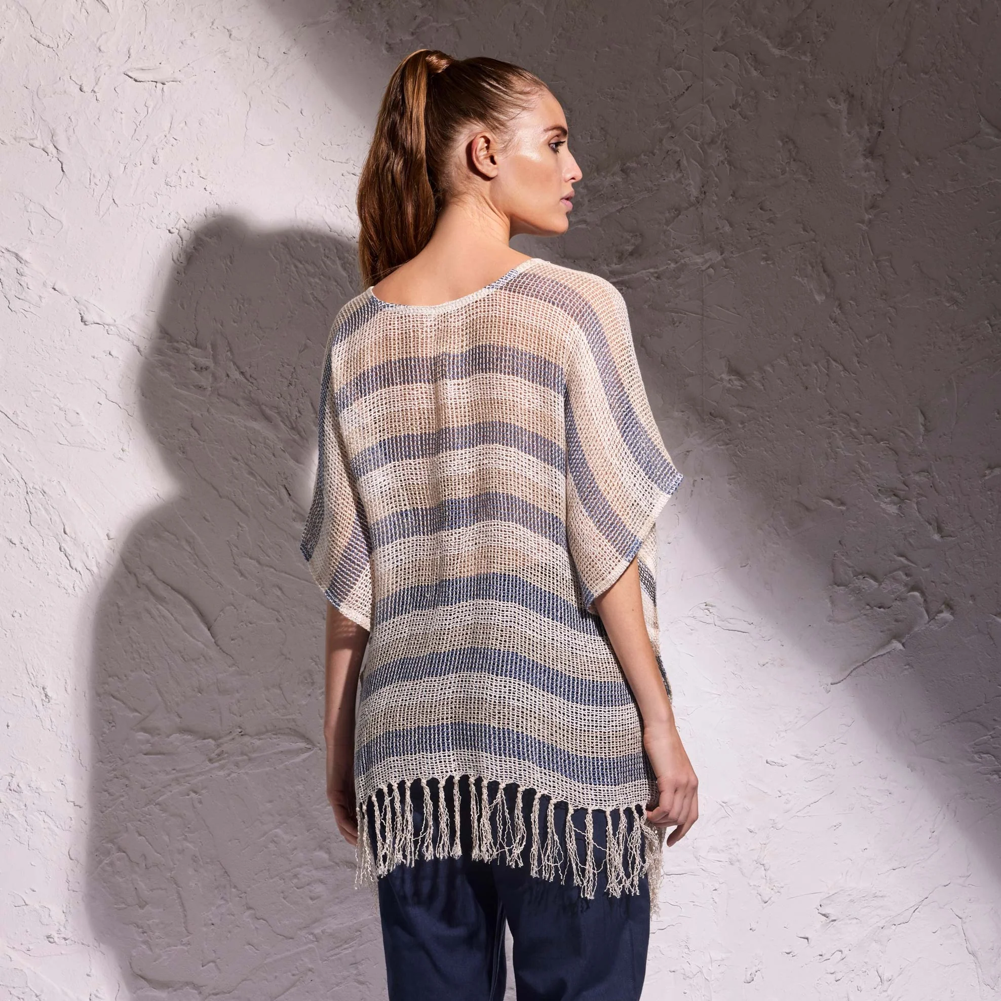 PONCHO RIGHE LINO - Image 3